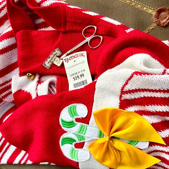 Christmas Overalls Knit Red White Stripe Wide Leg (S) NWT - Picture 6 of 9